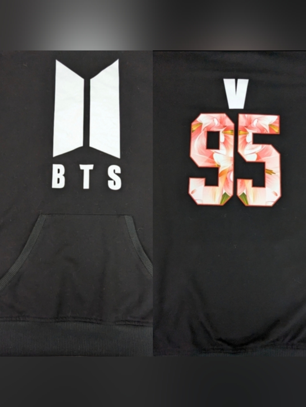BTS Black Hoodie V95 on Back Small